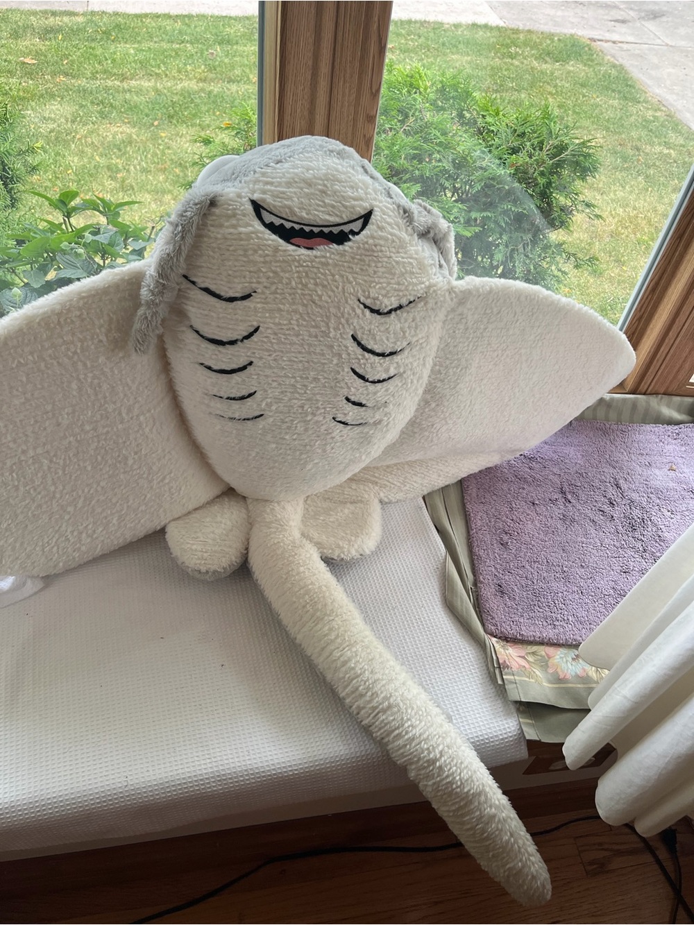 Coco Village Gray Ray Plush Toy 48x51” Coco Village stingray plush in gray and - Picture 5 of 5